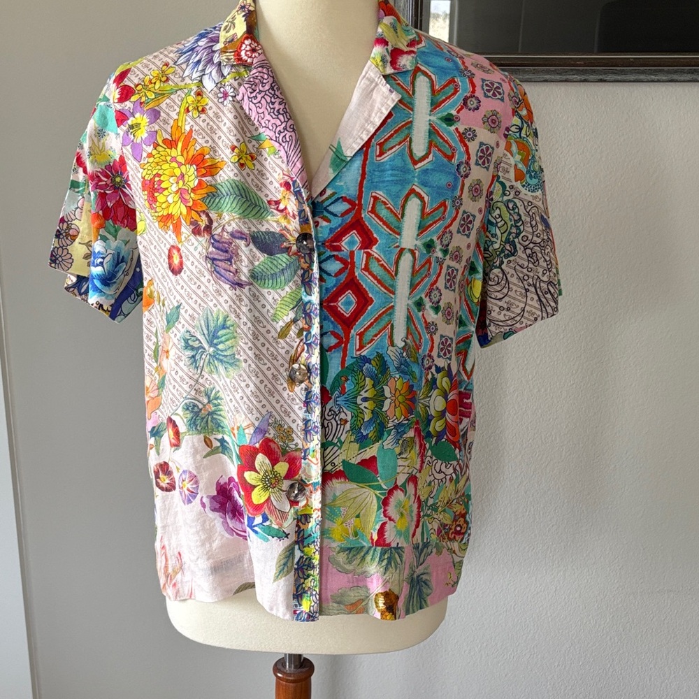 Johnny Was Multicolor Floral Blouse